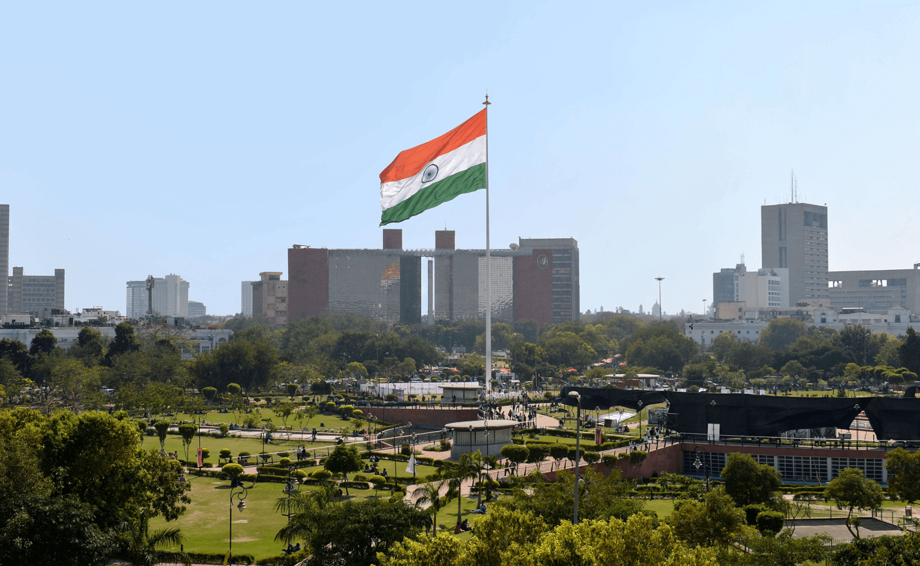 Monumental national flag at Connaught Place, New Delhi